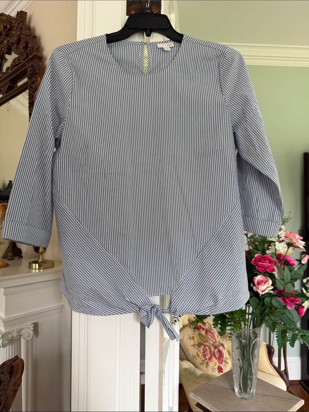 Striped Tie-Hem Women's Top - Blue/White by J Jill, size Large
